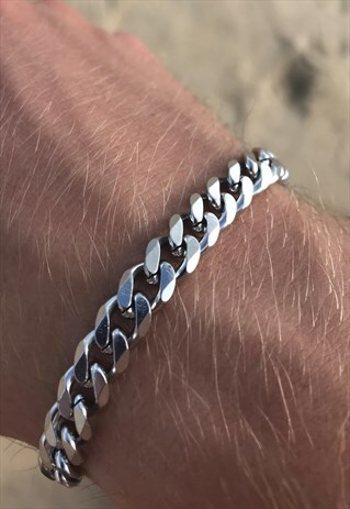 SILVER CURB CHAIN BRACELET