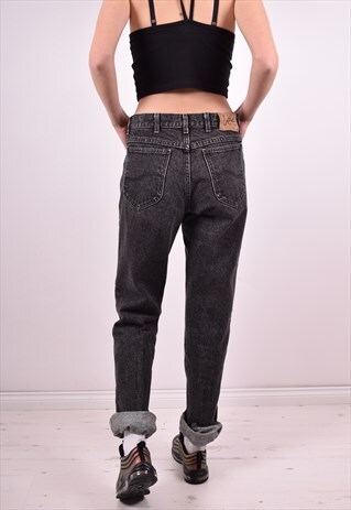 LEE WOMENS VINTAGE JEANS W30 L33 BLACK 90'S