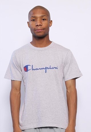 VINTAGE CHAMPION BIG LOGO SPELLOUT T-SHIRT GREY