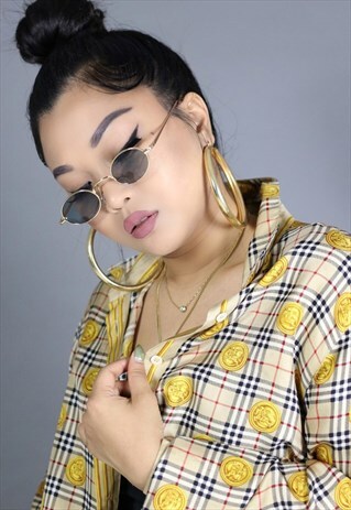 GOLD RIM SUMMER 90S Y2K ROUND SUNGLASSES SHADES