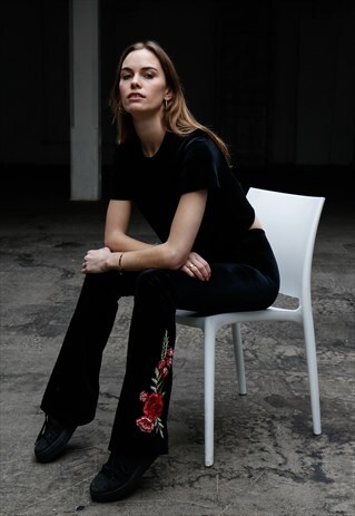 ROSE VELVET FLARES