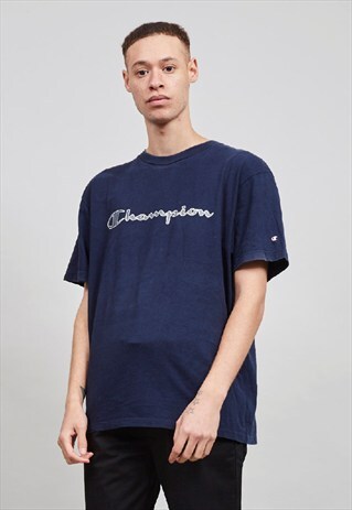 VINTAGE 90'S OVERSIZED NAVY BLUE CHAMPION T-SHIRT