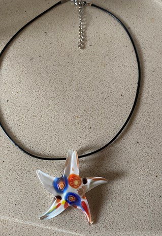 white multi murano glass starfish pendant necklace