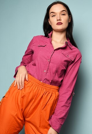 Y2K RETRO CORDUROY SHIRT TOP IN PINK