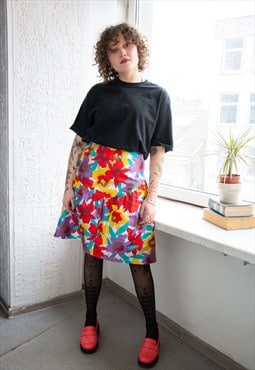 Vintage Multicolour High Waisted Skirt
