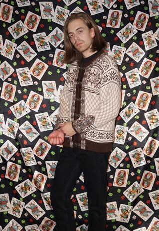 VINTAGE 80'S DALE OF NORWAY NORDIC PATTERN WOOL CARDIGAN