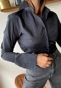 Vintage 60s Mod textured Boheme blouse top shirt black
