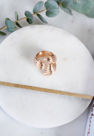 GOLD TEXTURED STATEMENT ADJUSTABLE RING
