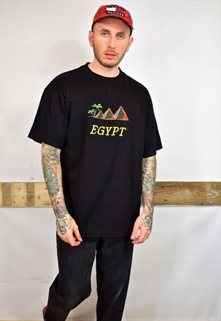 VINTAGE 90S EGYPT BLACK SOUVENIR T SHIRT