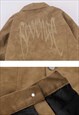 SUEDE JACKET FAUX LEATHER ROCKER BOMBER IN WASHED BROWN