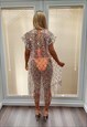 SILVER SEQUIN KIMONO/COVER UP WITH FRINGING 