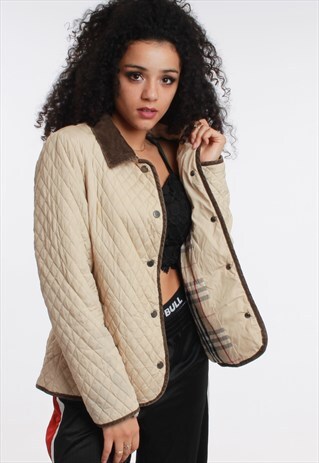 90S BURBERRY QUILTED NOVA CHECK LINED JACKET