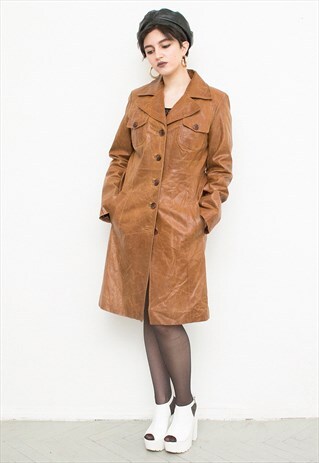 BEIGE LEATHER TRENCH COAT