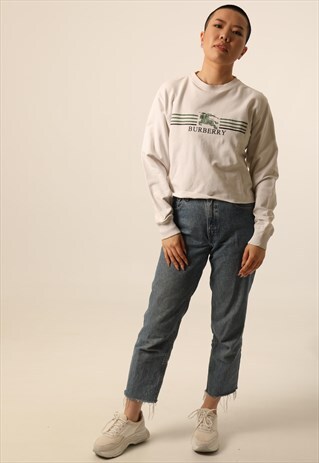 VINTAGE BURBERRY PRINTED CROPPED SWEATSHIRT
