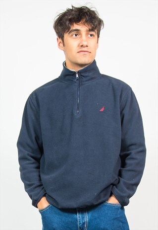 NAUTICA QUARTER ZIP FLEECE SWEATER PULL OVER