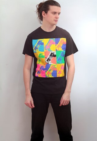 VINTAGE NINTENDO PRINT T-SHIRT IN BLACK