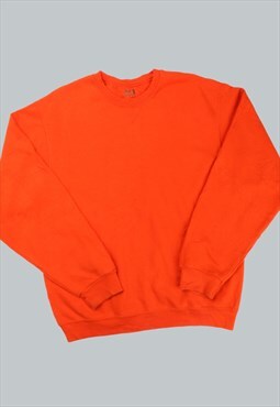 Vintage  Fruit of the Loom Sweatshirt Plain Orange Medium