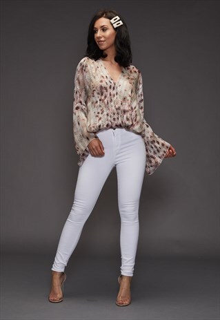 PORTIA SNAKE PRINT TOP CORAL