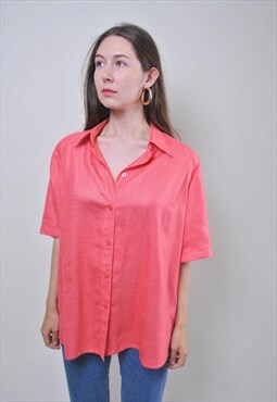 Vintage pink blouse, retro cute minimalist shirt 