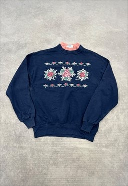 Vintage Sweatshirt Cottagecore Flower Patterned Jumper
