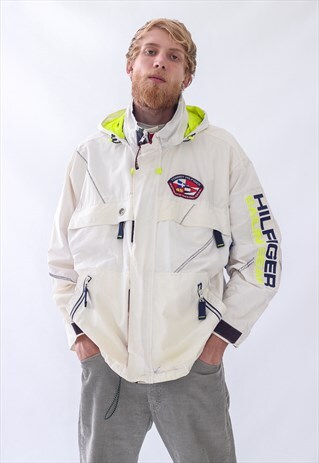 VINTAGE MENS TOMMY SAILING GEAR BIG LOGO WINDBREAKER JACKET
