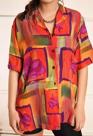 90'S RETRO ABSTRACT PRINT FESTIVAL BLOUSE TOP