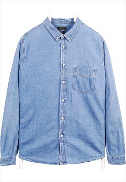 Vintage 90's Zara Shirt Denim Button Up Long Sleeve Blue