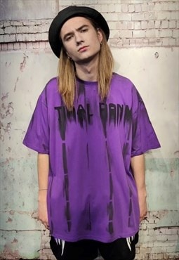 Tie-dye oversize tee gradient t-shirt grunge top in purple