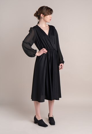 80S MADE IN ENGLAND BLACK DRESS