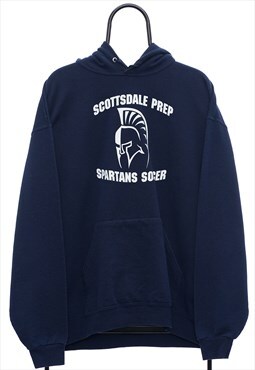 Vintage Spartans Soccer Graphic Navy Hoodie Womens