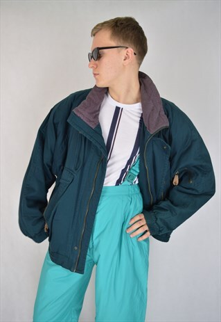 VINTAGE DARK GREEN 80'S COTTON PUFFER JACKET
