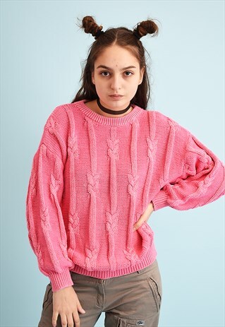 80'S RETRO ARAN STYLE SLOUCHY KNIT JUMPER