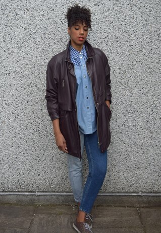 VINTAGE 90'S LEATHER TRENCH JACKET