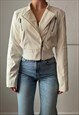 VINTAGE FITTED FAUX LEATHER JACKET IN CREAMY WHITE
