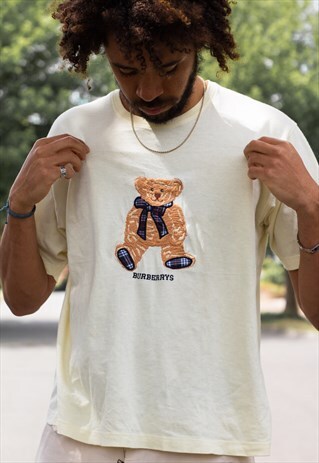 VINTAGE BURBERRY BEAR T SHIRT IN LEMON YELLOW
