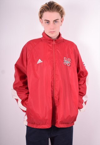 ADIDAS MENS VINTAGE TRACKSUIT TOP JACKET LARGE RED 90'S
