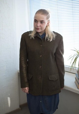 VINTAGE 80'S KHAKI WOOL JACKET