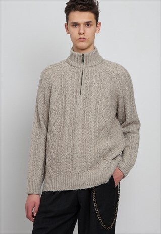 VINTAGE BEIGE MARLBORO CLASSICS 1/4 ZIP KNIT JUMPER