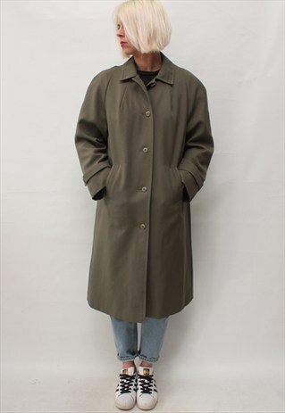 VINTAGE 80' CLASSIC BEAUTIFUL OLIVE GREEN LIGHT TRENCH