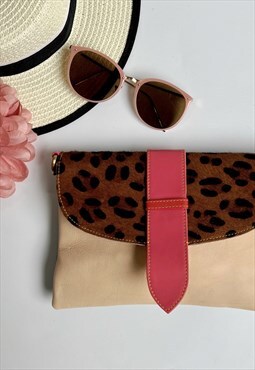 Nephele Sustainable Leather Leopard Print Cross Body Handbag