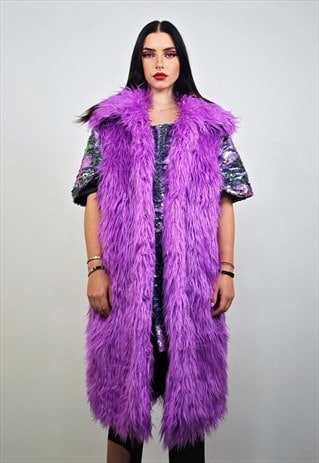 Purple haze sleeveless jacket fauxfur fuzzy lilac gilet vest