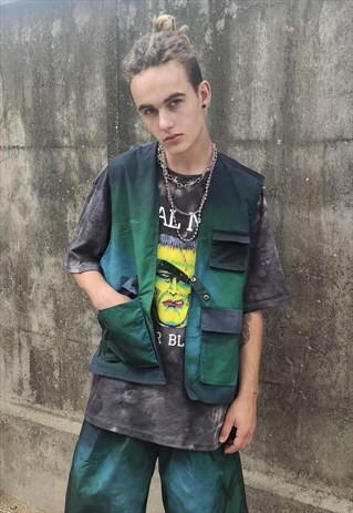CARGO TIE-DYE INDUSTRIAL GILET GRADIENT PREMIUM VEST JACKET
