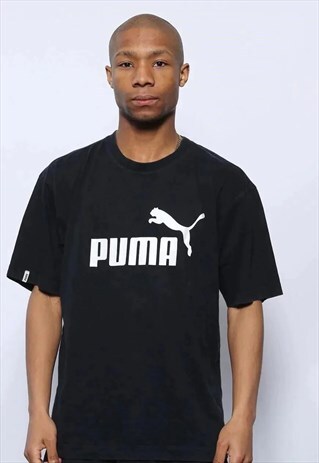 VINTAGE PUMA BIG SPELL OUT LOGO T-SHIRT BLACK