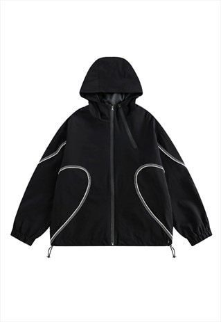 Utility windbreaker jacket contrast stitching hooded bomber