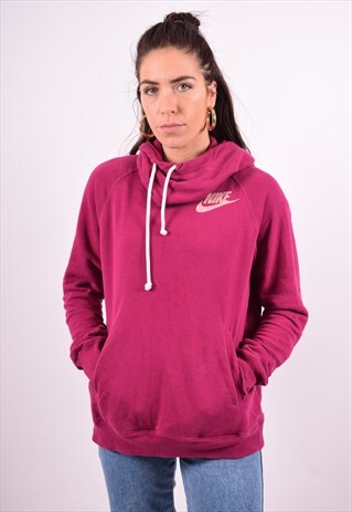 NIKE WOMENS VINTAGE HOODIE JUMPER LARGE PURPLE 90'S