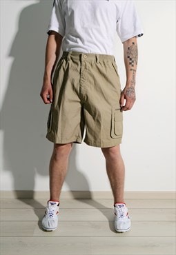 90s vintage beige shorts multi pocket hiking cargo workwear
