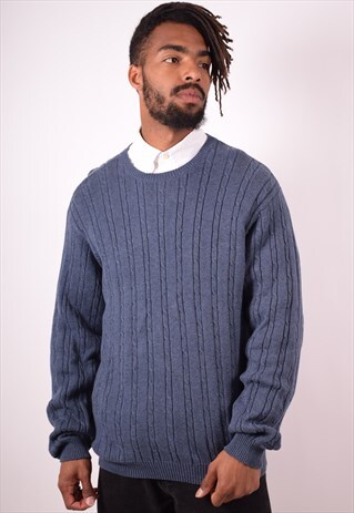 IZOD MENS VINTAGE JUMPER SWEATER LARGE TURQUOISE 90S