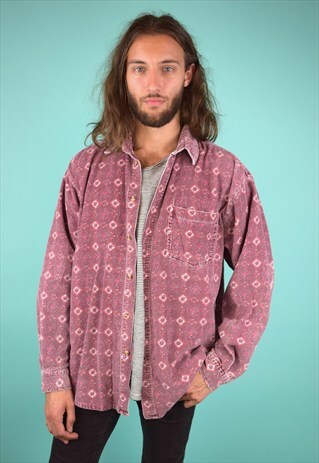 VINTAGE 90'S PATTERNED CORDUROY SHIRT