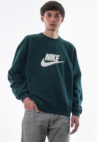 VINTAGE NIKE CREW NECK 90S GREEN BIG LOGO