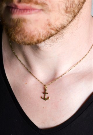 ANCHOR NECKLACE FOR MEN BRONZE PENDANT CHAIN NAUTICAL HIM